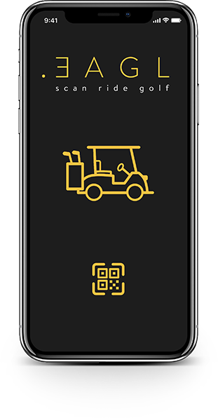 EAGL app on smartphone showing scan-ride-golf interface