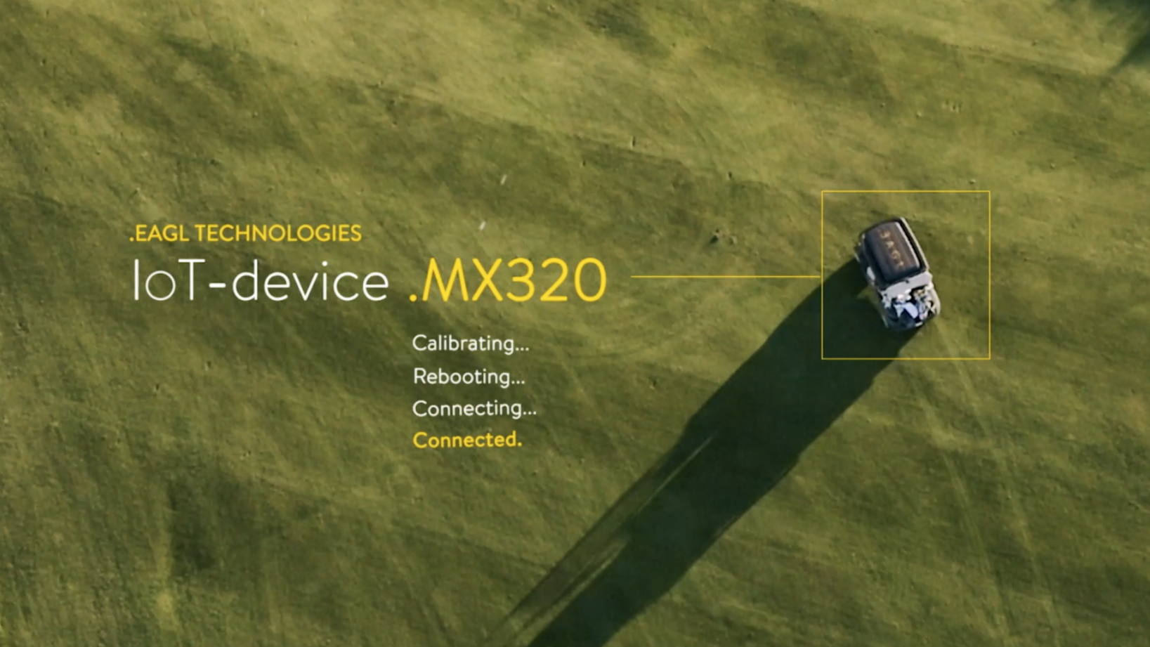 EAGL IoT device MX320 connected to a golf cart on the course