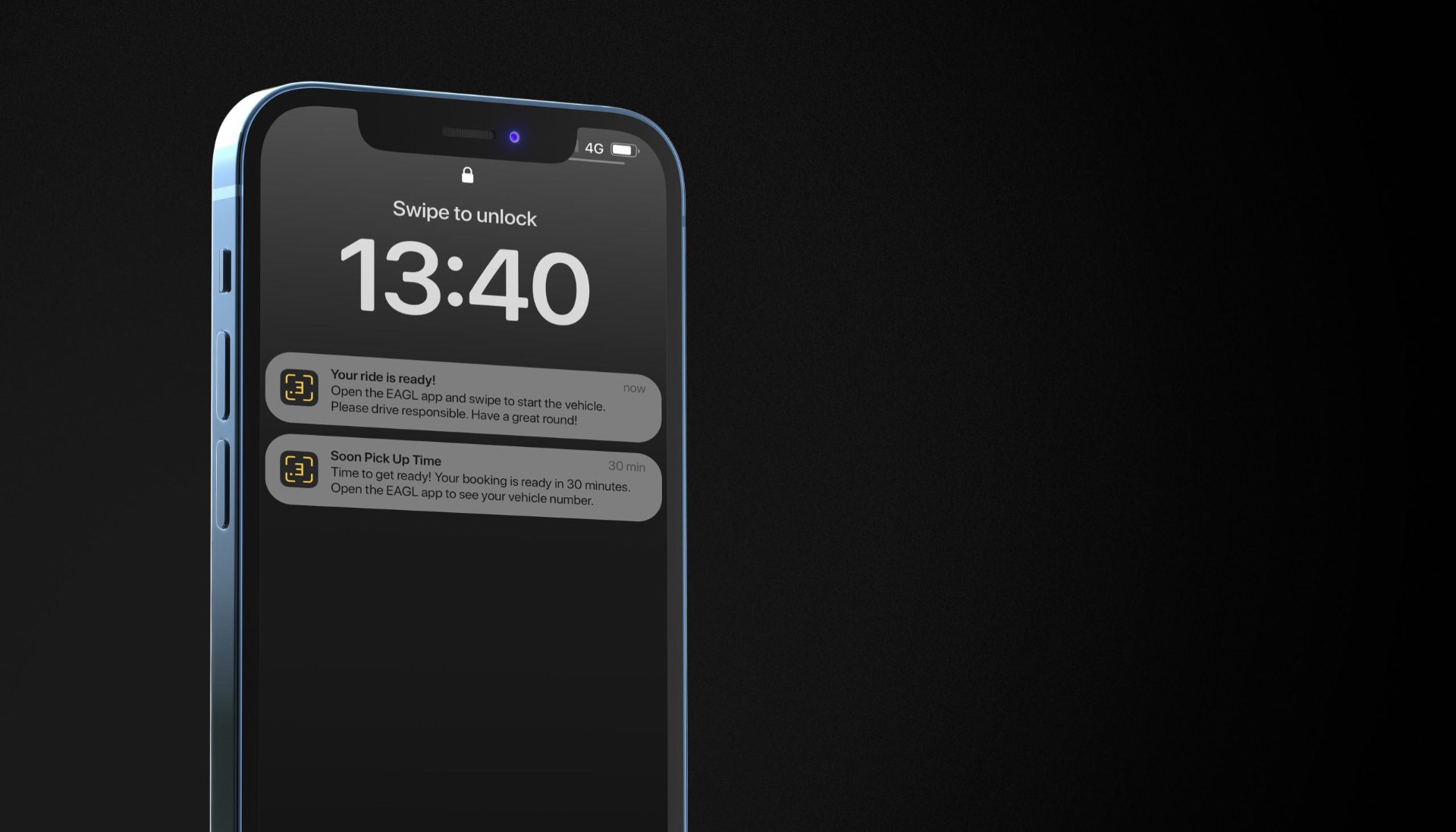 EAGL App start ride screen